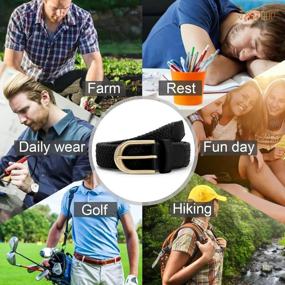 ❤️Men Black Stretch Belt Elastic Casual Belt for  Men, Women and Junior Wide - Picture 7 of 7